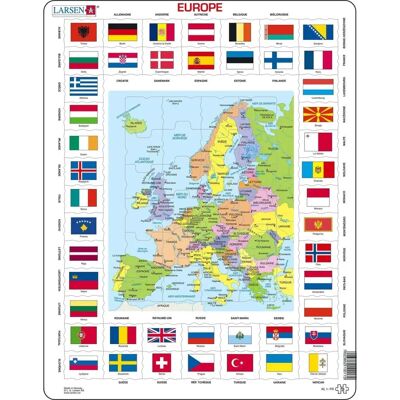 Larsen Europa-Karte und Flaggen Puzzle - 70 Teile Larsen Europa-Karte und Flaggen Puzzle - 70 Teile