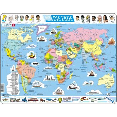 Puzzle Mappa del Mondo Larsen - 107 pezzi Puzzle Mappa del Mondo Larsen - 107 pezzi