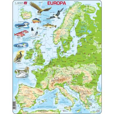 Larsen Maxi Europa Map Puzzel 87 Stukjes - Educatief Spel Larsen Maxi Europa Map Puzzel 87 Stukjes - Educatief Spel