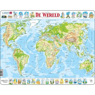 Larsen Maxi LA-K4-NL Puzzel - Wereldkaart - 80 Stukjes Larsen Maxi LA-K4-NL Puzzel - Wereldkaart - 80 Stukjes