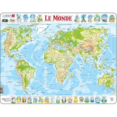 Puzzle Larsen LA-K4-FR Cadre - Carte du Monde - 80 pièces - Publicité Puzzle Larsen LA-K4-FR Cadre - Carte du Monde - 80 pièces - Publicité
