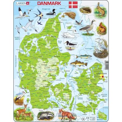Larsen Puzzle - Dänemark mit Tieren - 66 Teile Larsen Puzzle - Dänemark mit Tieren - 66 Teile