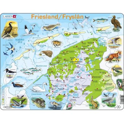 Larsen K80-NL Friesland Kaart Puzzel - 64 stuks - Educatief Larsen K80-NL Friesland Kaart Puzzel - 64 stuks - Educatief