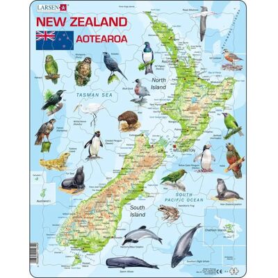 Larsen Maxi A4 Shape Puzzle 71 Teile - Rahmenpuzzle Neuseeland und Tiere Larsen Maxi A4 Shape Puzzle 71 Teile - Rahmenpuzzle Neuseeland und Tiere