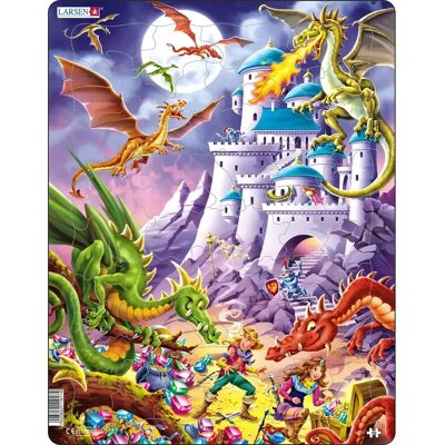 Larsen US17 Drachen & Helden Schloss Puzzle - 50-teiliges Fantasie-Abenteuer Puzzle Larsen US17 Drachen & Helden Schloss Puzzle - 50-teiliges Fantasie-Abenteuer Puzzle