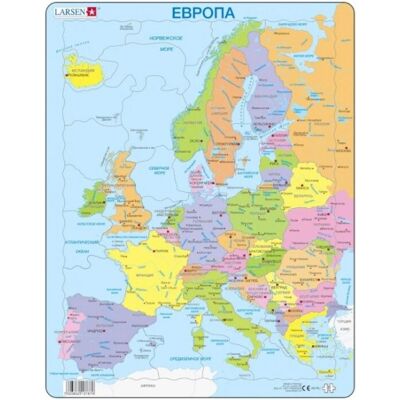 Puzzle Larsen Cadre - Carte de l'Europe en Russe - 37 Pièces Puzzle Larsen Cadre - Carte de l'Europe en Russe - 37 Pièces