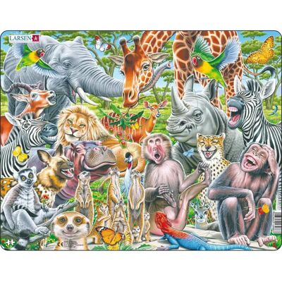 Larsen CZ3 Rahmenpuzzle - Selfie - Happy African Animals - 43 Teile Larsen CZ3 Rahmenpuzzle - Selfie - Happy African Animals - 43 Teile