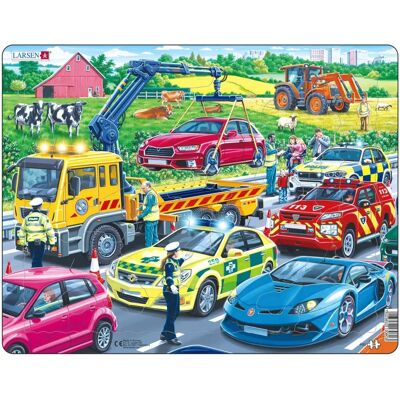 Puzzle de Véhicules de Secours sur l'Autoroute - 26 Pièces - Publicité Puzzle de Véhicules de Secours sur l'Autoroute - 26 Pièces - Publicité