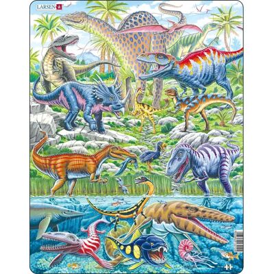 Larsen Maxi FH49 Tierpuzzle - 70 Teile - Dinosaurier Thema Larsen Maxi FH49 Tierpuzzle - 70 Teile - Dinosaurier Thema