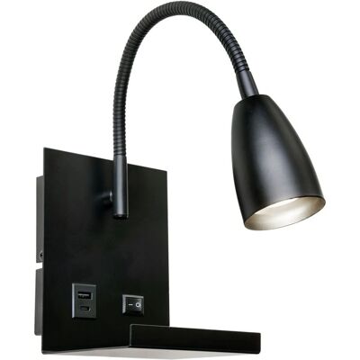 Ms - Ajax - Svart USB A/C GU10 - Vegglampe Ms - Ajax - Svart USB A/C GU10 - Vegglampe
