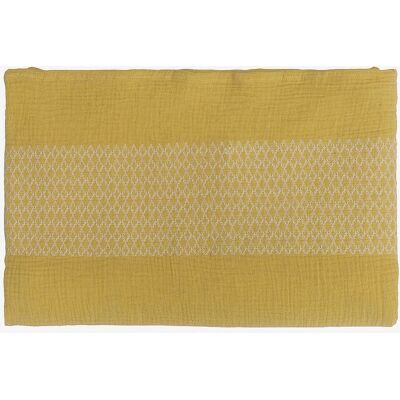Tone Kroken - Bomullsmuslin sengeteppe - Gul - 160X220 - Sengeteppe Tone Kroken - Bomullsmuslin sengeteppe - Gul - 160X220 - Sengeteppe