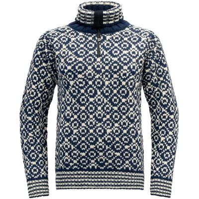 Devold Norwegischer Wollpullover - Unisex Blau/Weiß L - Wollpullover Devold Norwegischer Wollpullover - Unisex Blau/Weiß L - Wollpullover