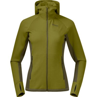 Bergans Cecilie Wool Hood Jacket - Trail Green / Dark Olive Green - XS - Jacke Bergans Cecilie Wool Hood Jacket - Trail Green / Dark Olive Green - XS - Jacke