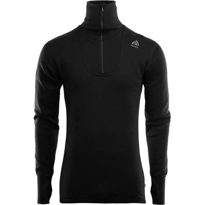 Aclima Doublewool Polo Zip - Herre Merino Pullover i Svart Aclima Doublewool Polo Zip - Herre Merino Pullover i Svart