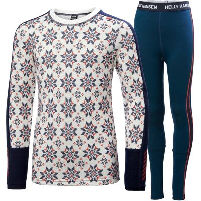 Helly Hansen Junior's Navy Base Layer Set - Winter Kids' Merino Lifa Helly Hansen Junior's Navy Base Layer Set - Winter Kids' Merino Lifa