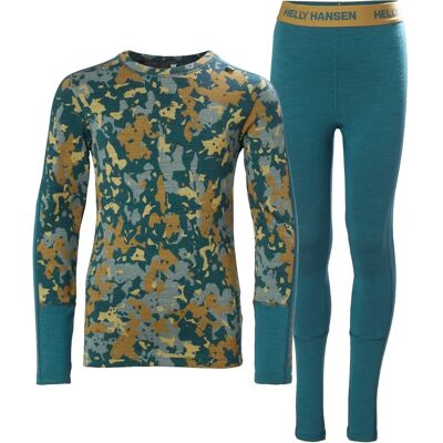 Helly Hansen Junior's Green Lifa Merino Base Layer Set Helly Hansen Junior's Green Lifa Merino Base Layer Set