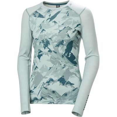 Helly Hansen Damen Lifa Merino Mittvikt Grafik Unterwäsche - Grün Mist - Damen Helly Hansen Damen Lifa Merino Mittvikt Grafik Unterwäsche - Grün Mist - Damen