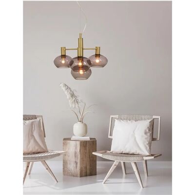 Aneta Lighting BELL Loftlampe - Justerbar Messing & Røgfarvet Glas Aneta Lighting BELL Loftlampe - Justerbar Messing & Røgfarvet Glas