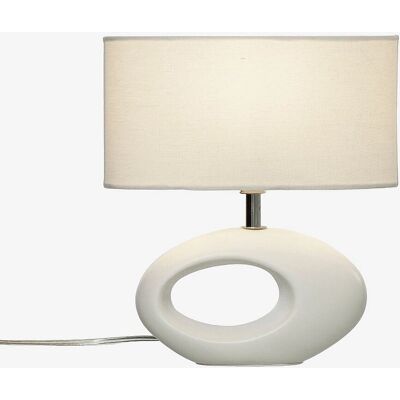 Aneta Lighting Olina Hvid Bordlampe - Moderne keramikfod, Ovalt stoffskærm, Alsidig Aneta Lighting Olina Hvid Bordlampe - Moderne keramikfod, Ovalt stoffskærm, Alsidig