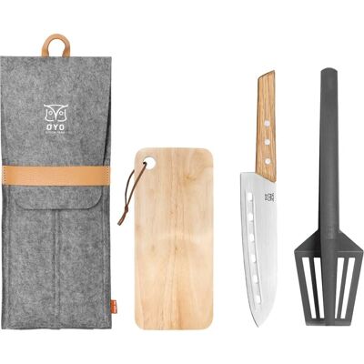Øyo Trio Tursett - Japansk Kokkekniv, Stekespade & Matpinsett Øyo Trio Tursett - Japansk Kokkekniv, Stekespade & Matpinsett