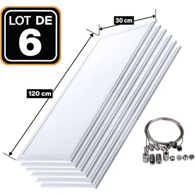 EUROPALAMP - Juego de 6 Paneles LED 40W Blanco Frío 6000K - Kit de suspensión EUROPALAMP - Juego de 6 Paneles LED 40W Blanco Frío 6000K - Kit de suspensión