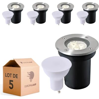 Pack de 5 focos empotrables Europalamp - IP65 impermeable 5x GU10 5W Blanco neutro Pack de 5 focos empotrables Europalamp - IP65 impermeable 5x GU10 5W Blanco neutro
