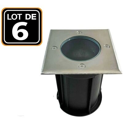 EUROPALAMP - Set di 6 faretti da incasso esterni - Acciaio inox GU10 EUROPALAMP - Set di 6 faretti da incasso esterni - Acciaio inox GU10