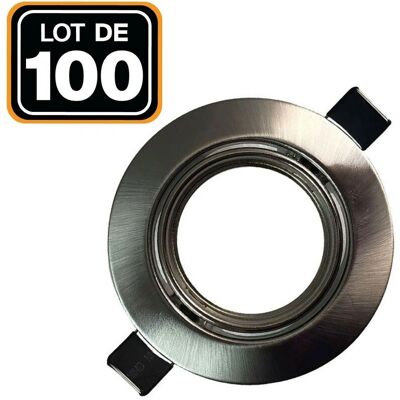 EUROPALAMP 100 soportes de montaje empotrados redondos en aluminio cepillado - 90mm - Agujero 65mm EUROPALAMP 100 soportes de montaje empotrados redondos en aluminio cepillado - 90mm - Agujero 65mm
