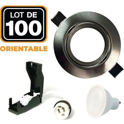 EUROPALAMP 100 Downlights regulables aluminio cepillado GU10 LED 7W blanco cálido 2700K - Downlights EUROPALAMP 100 Downlights regulables aluminio cepillado GU10 LED 7W blanco cálido 2700K - Downlights