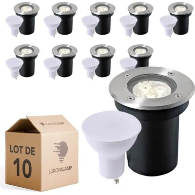 Europalamp - Pack de 10 focos suelo inox - IP65 Europalamp - Pack de 10 focos suelo inox - IP65