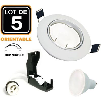 EUROPALAMP Set da 5 Faretti incasso regolabili bianco caldo con LED GU10 EUROPALAMP Set da 5 Faretti incasso regolabili bianco caldo con LED GU10