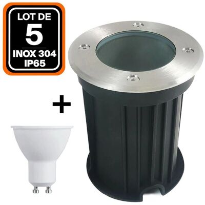 EUROPALAMP Conjunto de 5 focos empotrables exteriores de acero inoxidable EUROPALAMP Conjunto de 5 focos empotrables exteriores de acero inoxidable