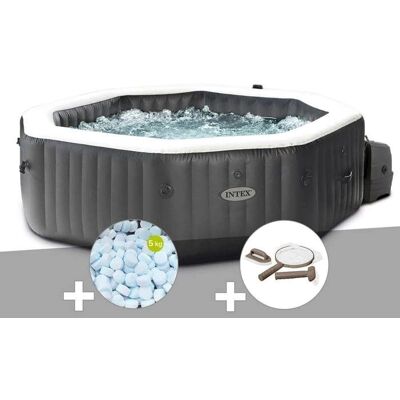 Spa gonflable octogonal Intex PureSpa Carbone - 4 places - Publicité Spa gonflable octogonal Intex PureSpa Carbone - 4 places - Publicité
