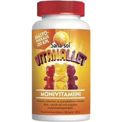 Sana-sol Vitanallet Monivitamiini - Vadelma, Appelsiini, Mustikka - Monivitamiinit Sana-sol Vitanallet Monivitamiini - Vadelma, Appelsiini, Mustikka - Monivitamiinit