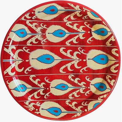 Les Ottomans - Rød Ikat Jernbakke - 33cm - Køkken Dekor Les Ottomans - Rød Ikat Jernbakke - 33cm - Køkken Dekor
