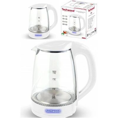 Techwood Bouilloire électrique - 1,7L, Inox, Blanc Techwood Bouilloire électrique - 1,7L, Inox, Blanc