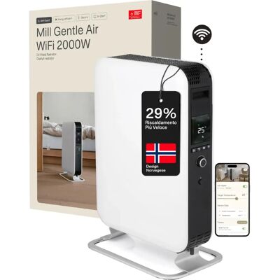 Mill Oil2000WIFI3 - Olie Radiator WiFi - 2000W - Slim Design - Wit Mill Oil2000WIFI3 - Olie Radiator WiFi - 2000W - Slim Design - Wit