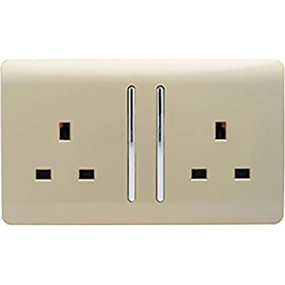 Trendi Switch 2 Gang Artistic Modern Glossy 13 Amp Switched Tactile Plug Socket - Plug Socket Trendi Switch 2 Gang Artistic Modern Glossy 13 Amp Switched Tactile Plug Socket - Plug Socket