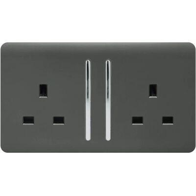 Trendi Switch 2 Gang Artistic Modern Glossy 13 Amp Switched Tactile Plug Socket - Electrical Socket Trendi Switch 2 Gang Artistic Modern Glossy 13 Amp Switched Tactile Plug Socket - Electrical Socket