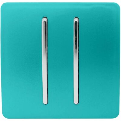 Trendi Switch 2 Gang Bright Teal - Light Switch Trendi Switch 2 Gang Bright Teal - Light Switch