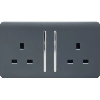 Trendi 2 Gang Long Chrome Switch Socket - Switch Socket Trendi 2 Gang Long Chrome Switch Socket - Switch Socket