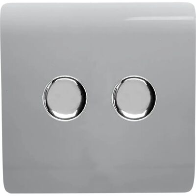 Trendi Switch - Trendi Switch - 2 Gang 2 Way - 150W Silver - Dimmer switch Trendi Switch - Trendi Switch - 2 Gang 2 Way - 150W Silver - Dimmer switch