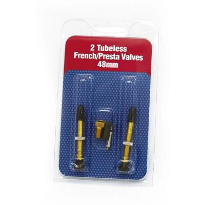 Válvulas Presta Tubeless Doradas 48mm - Juego de 2 Válvulas Presta Tubeless Doradas 48mm - Juego de 2