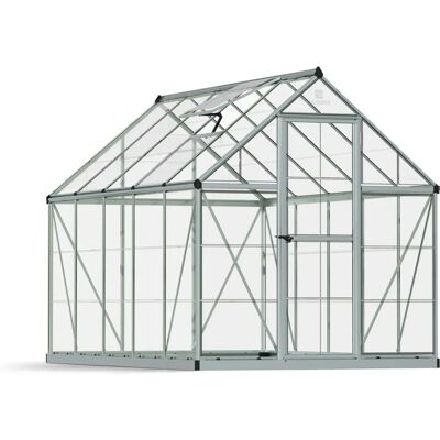 Palram Canopia 6 x 10 ft Silver Greenhouse - Polycarbonate, Wind Resistant Palram Canopia 6 x 10 ft Silver Greenhouse - Polycarbonate, Wind Resistant