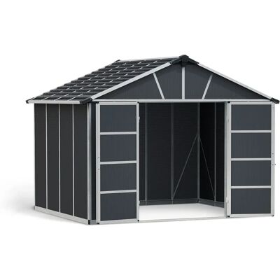 Capannone in Plastica Palram Canopia Yukon Grigio Scuro - 11x9 - Magazzino da Giardino Capannone in Plastica Palram Canopia Yukon Grigio Scuro - 11x9 - Magazzino da Giardino