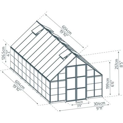Palram-Canopia Balance Drivhus - Sølv, 10x20, Polykarbonat, Holdbart Palram-Canopia Balance Drivhus - Sølv, 10x20, Polykarbonat, Holdbart