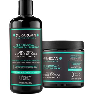 Kerargan - Champú y Mascarilla con Aceite de Coco - Dúo Hidratante - 2x500ml Kerargan - Champú y Mascarilla con Aceite de Coco - Dúo Hidratante - 2x500ml
