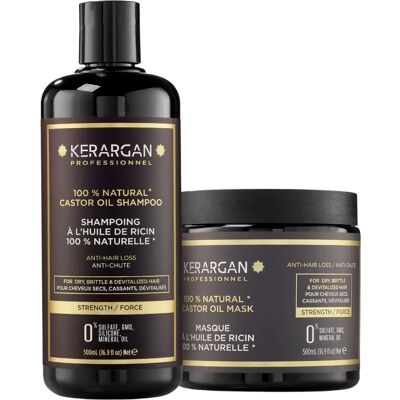 Kerargan - Shampoo e Maschera con Olio di Ricino, Argan - Stimola la crescita dei capelli e ne riduce la caduta - Senza solfati, parabeni e siliconi Kerargan - Shampoo e Maschera con Olio di Ricino, Argan - Stimola la crescita dei capelli e ne riduce la caduta - Senza solfati, parabeni e siliconi