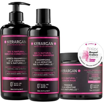 Kerargan Kit Shampoing, Après-Shampoing et Masque à la Kératine - Cheveu Sec et Abîmé - Sans sulfate, paraben et silicone - 3x500 ml - Publicité Kerargan Kit Shampoing, Après-Shampoing et Masque à la Kératine - Cheveu Sec et Abîmé - Sans sulfate, paraben et silicone - 3x500 ml - Publicité