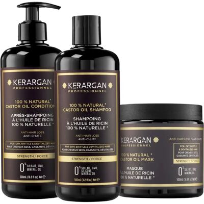 Set di Cura Capelli Kerargan con Olio di Ricino - Rivitalizza e Rafforza Set di Cura Capelli Kerargan con Olio di Ricino - Rivitalizza e Rafforza
